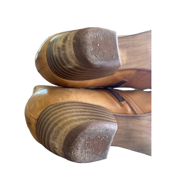 Miz Mooz Leather Cut Out Ankle Sandals Zip Wheat Tan Size‎ 39 8.5-9 Boho Current - Picture 11 of 12